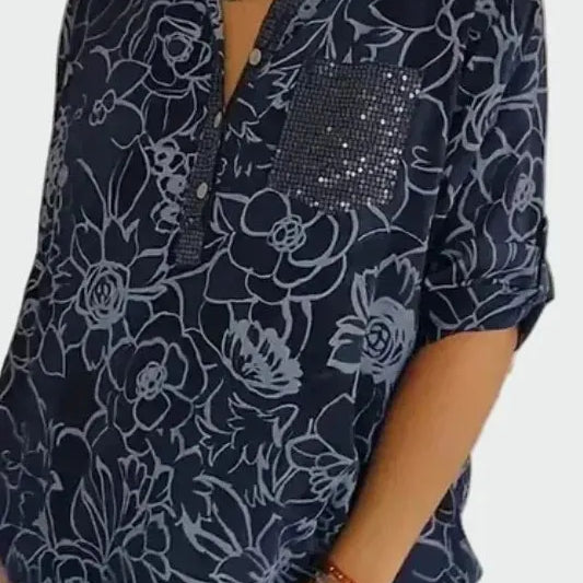 Johanne | Niebieska Kwiatowa Bluzka